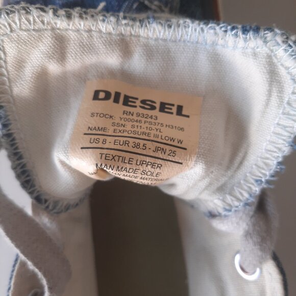 Diesel Low Top Denim Sneakers - Women's Size 8 - Picture 10 of 10